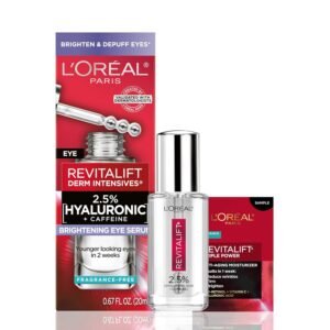 L'Oreal Revitalift eye serum with caffeine and hyaluronic acid in tube packaging