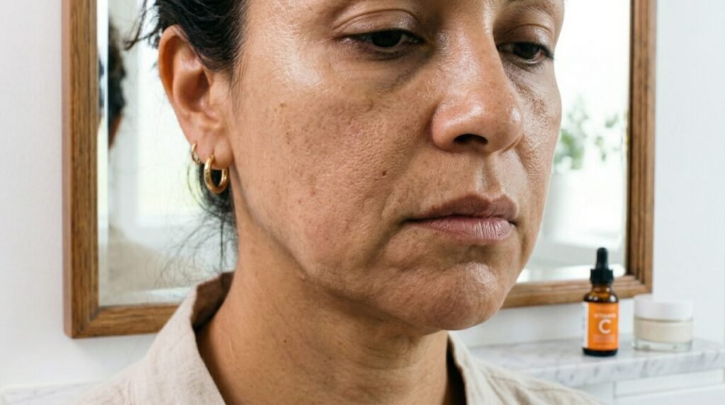 close-up-of-stressed-skin-showing-puffiness-and-uneven-texture-around-the-jawline-on-a-woman-over-40
